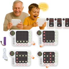 IPLAYBLOOM rechargeable brain game front view, compact handheld for travel and quick brain workouts.