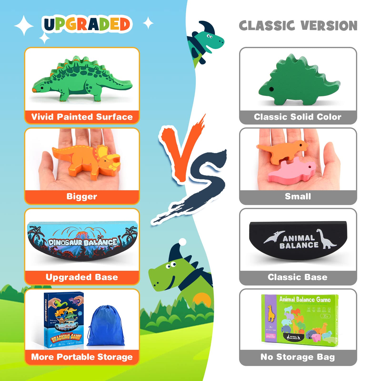 IPOURUP Dinosaur Blocks balance challenge setup for kids and adults