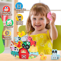 IPOURUP colorful wooden farm animals invite imaginative play and color learning
