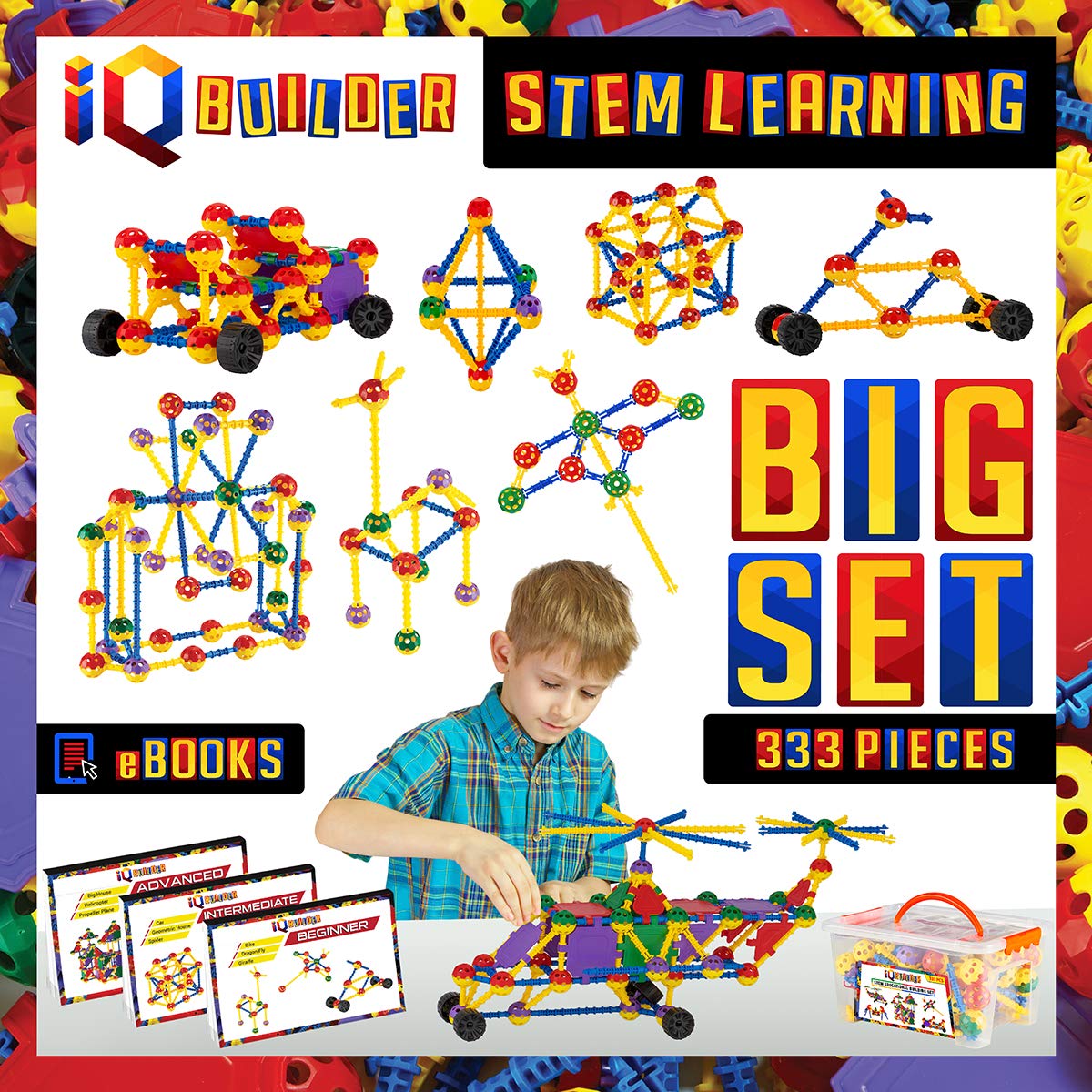 IQ BUILDER colorful STEM building blocks for imaginative play and problem solving