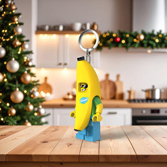 IQ LEGO Banana Guy chest button light for quick illumination