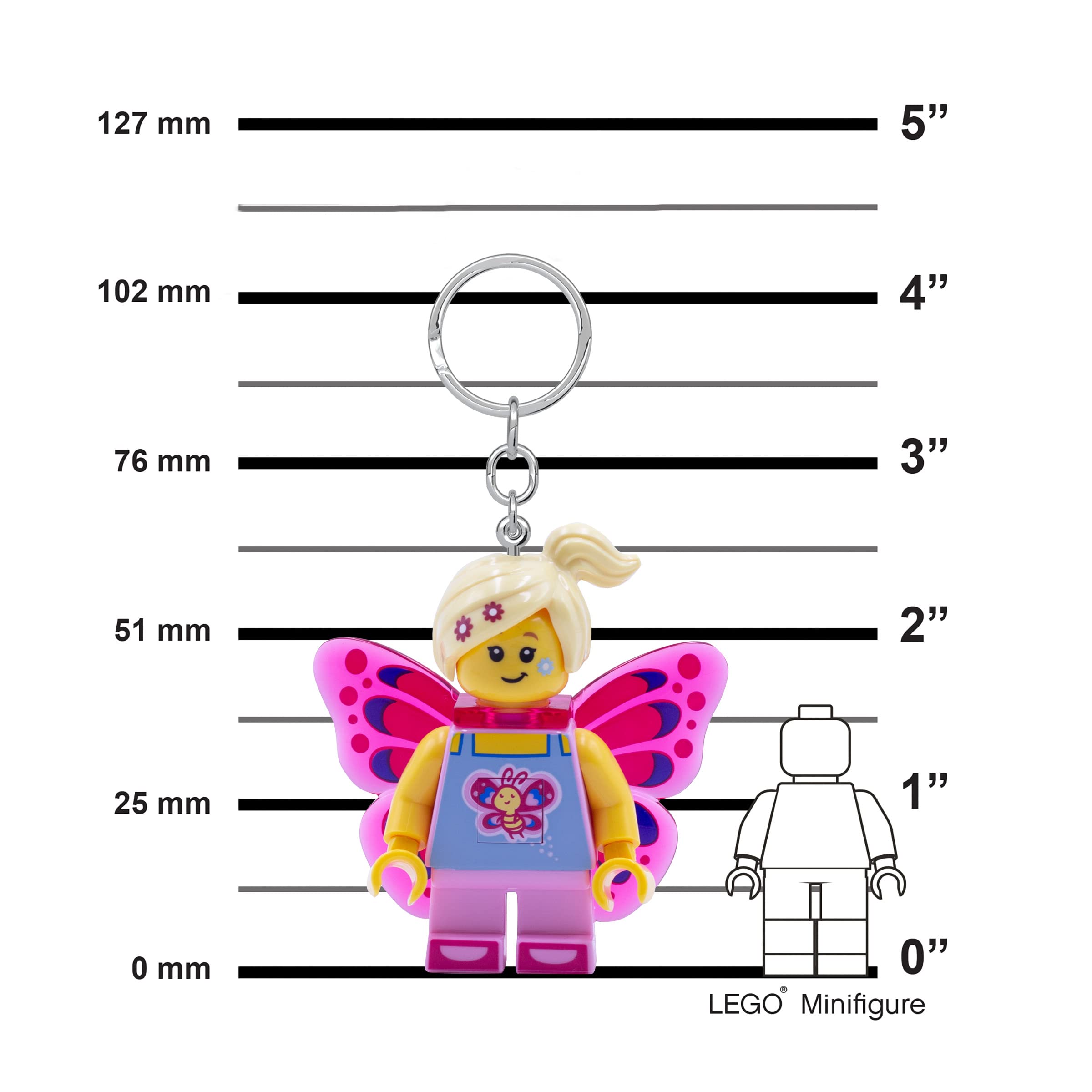 IQ LEGO Butterfly Girl keychain light 2-inch scale for portable use