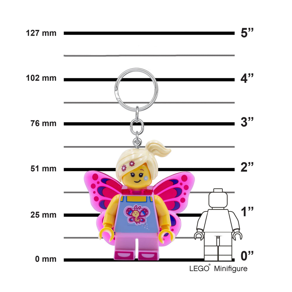 IQ LEGO Butterfly Girl keychain light 2-inch scale for portable use