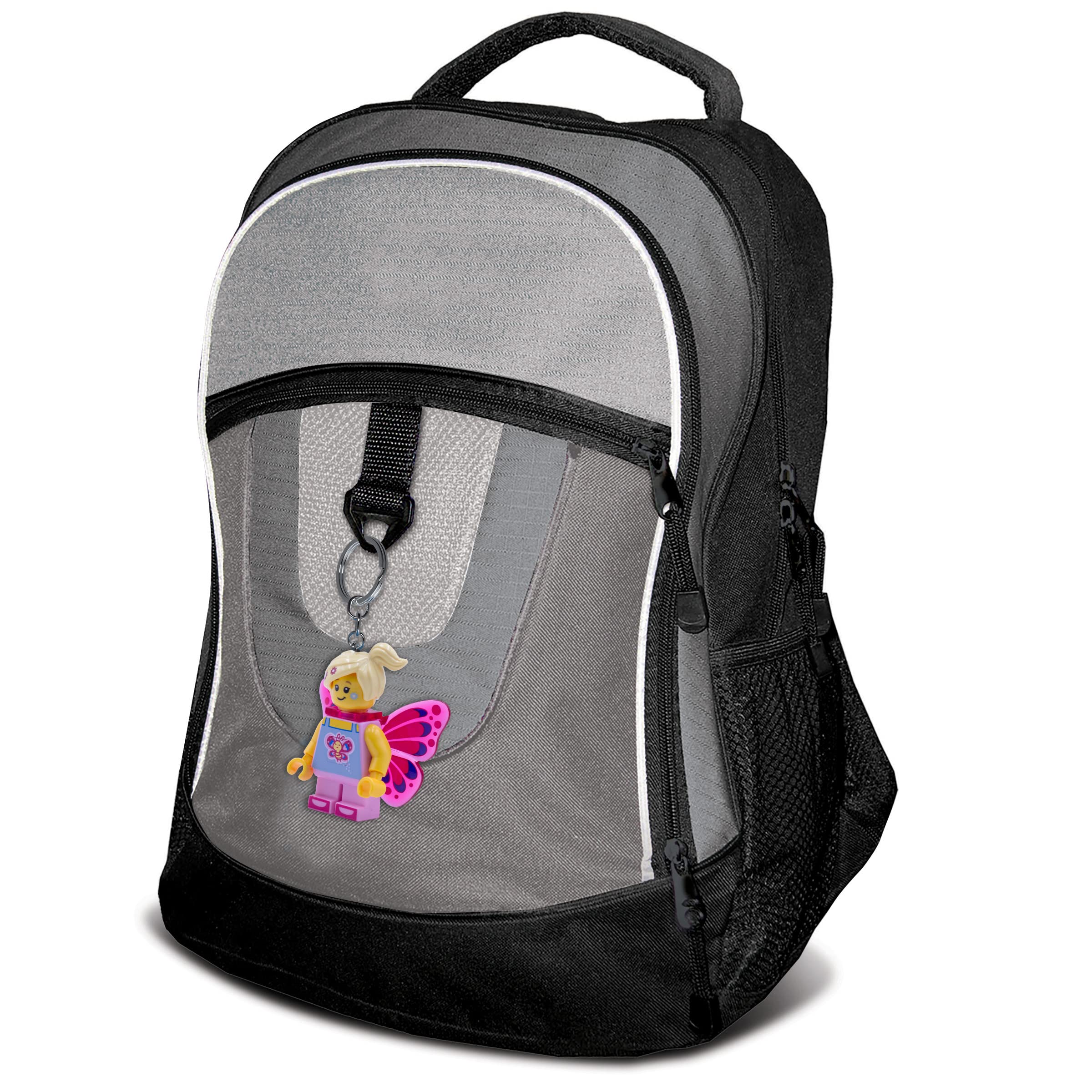 IQ LEGO Butterfly Girl keychain light with poseable arms adds character