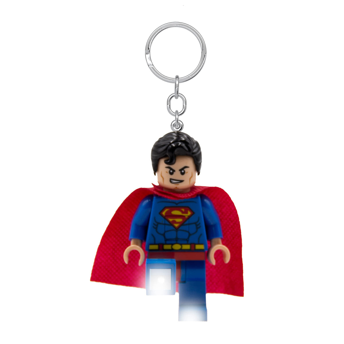 IQ LEGO DC Superman large figure keychain light in scale for easy night visibility.