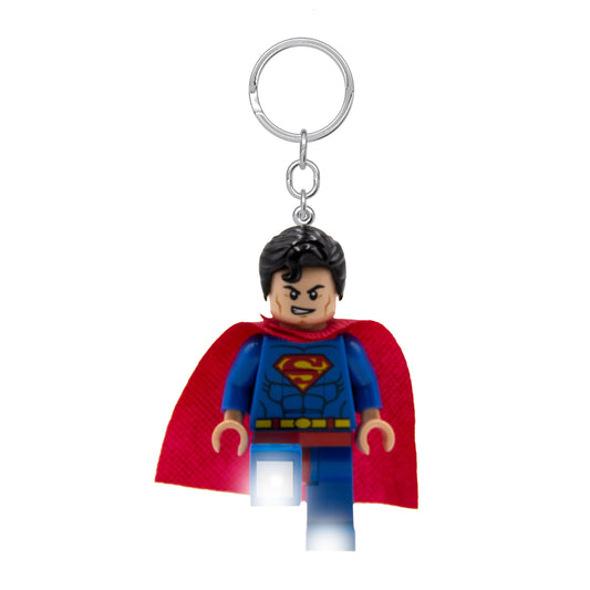 IQ LEGO DC Superman large figure keychain light in scale for easy night visibility.