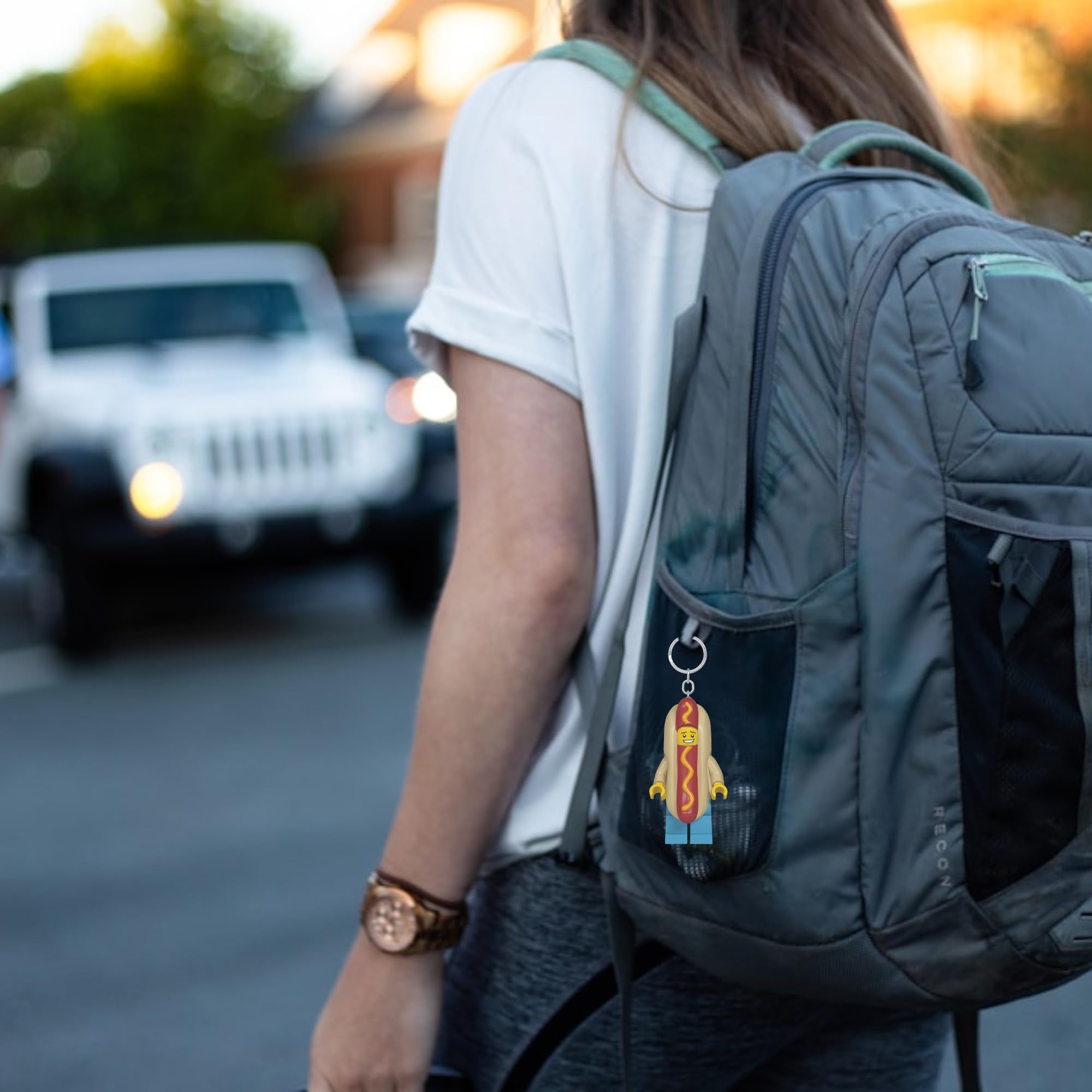IQ LEGO keychain light attaches to backpacks for handy illumination