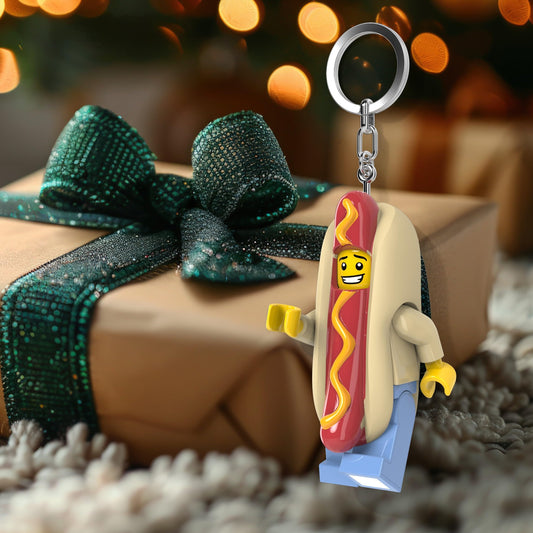 IQ LEGO Man keychain light chest switch activated for quick illumination