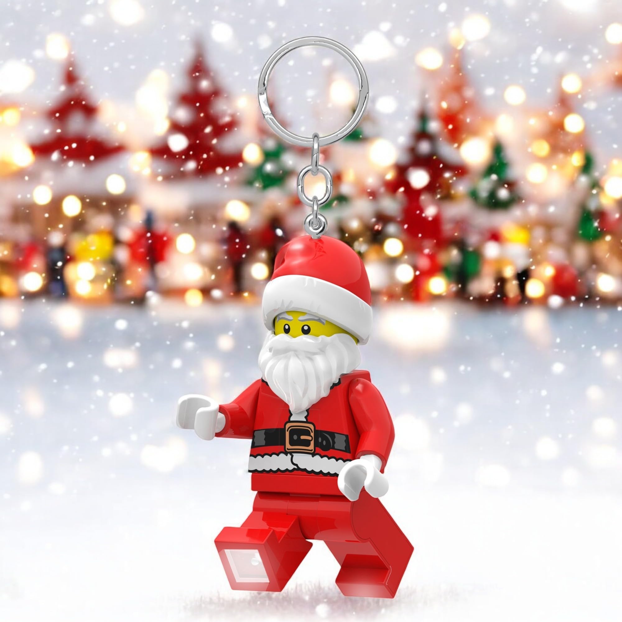 IQ LEGO Santa Keychain Light batteries included and replaceable for ongoing use