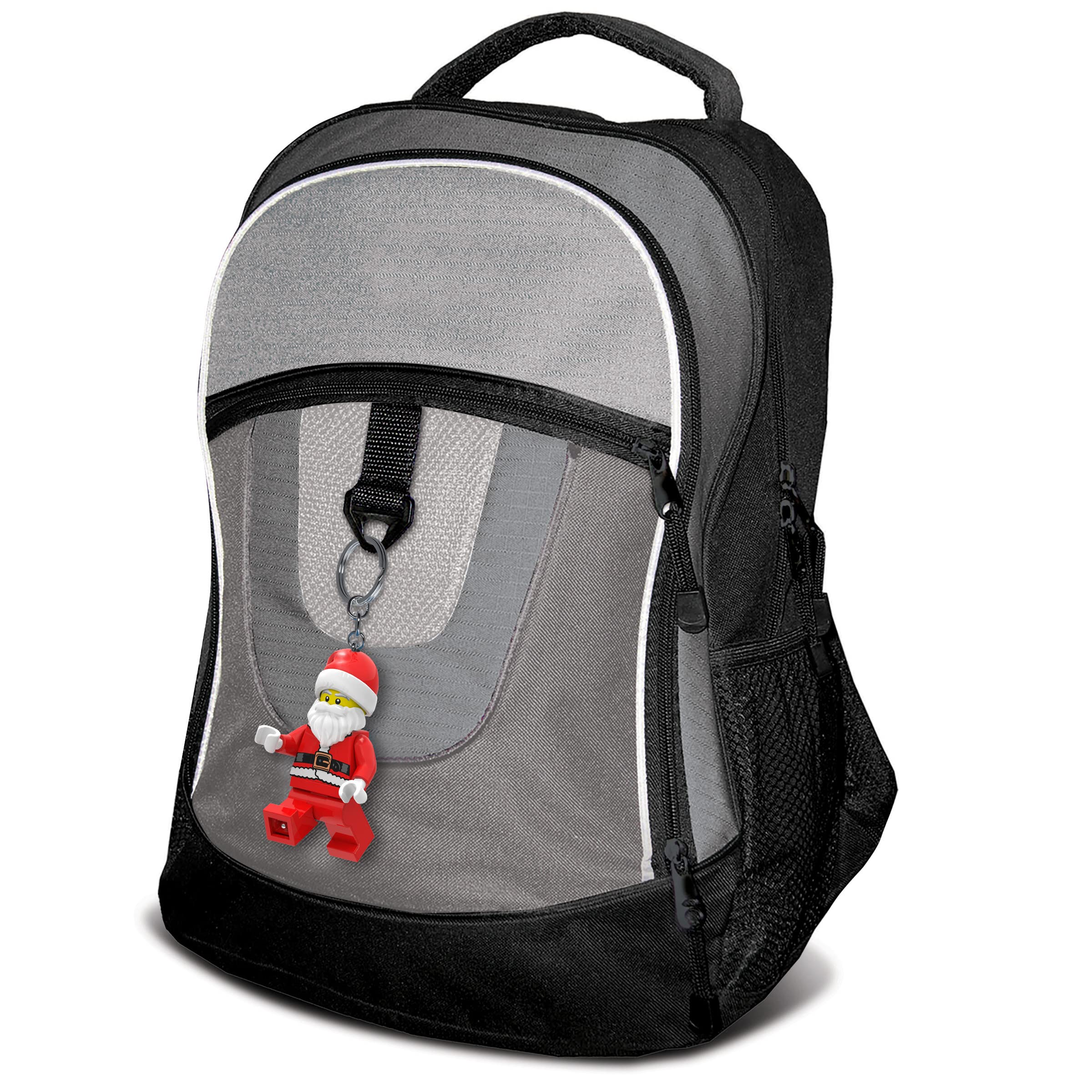 IQ LEGO Santa Keychain Light fully posable for playful posing and display