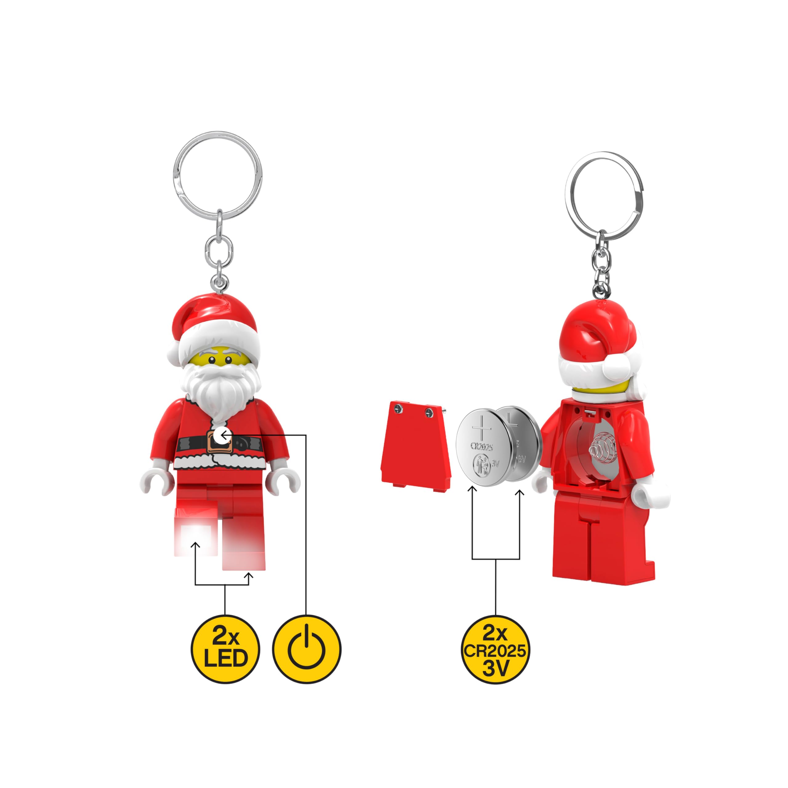 IQ LEGO Santa Keychain Light officially licensed for authentic LEGO charm