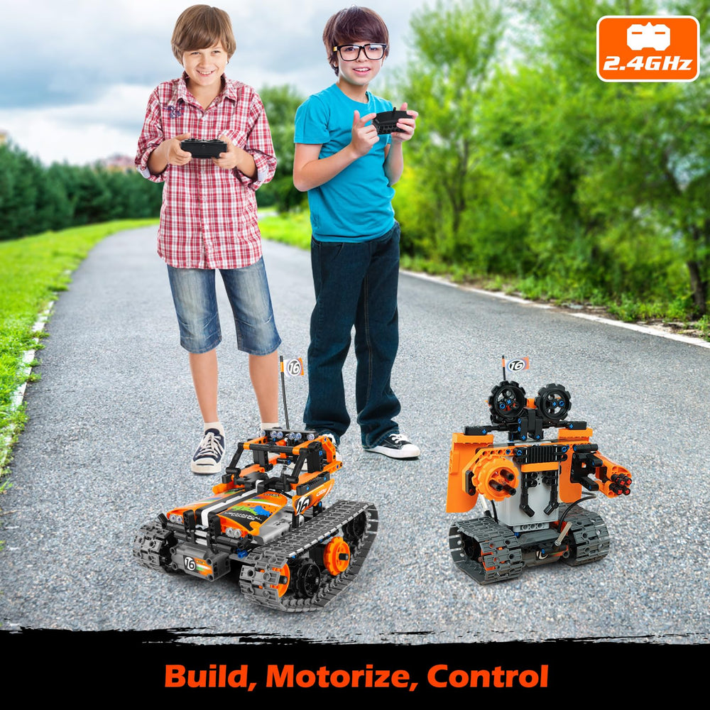 IQBOX Building Robot Kit in tank mode offers rugged play and problem-solving opportunities.