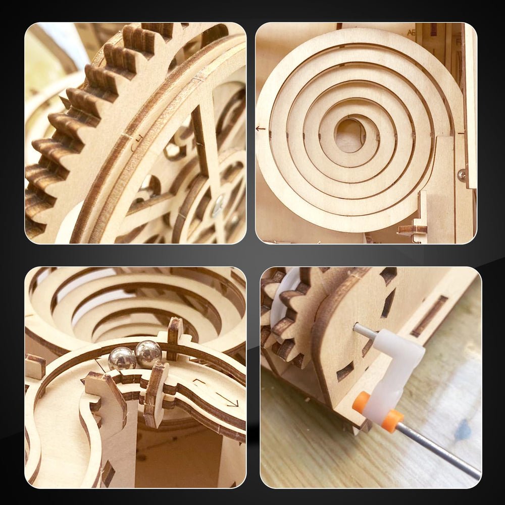 IQIETOY wooden model kit assembly shot, great for DIY enthusiasts and family activities.