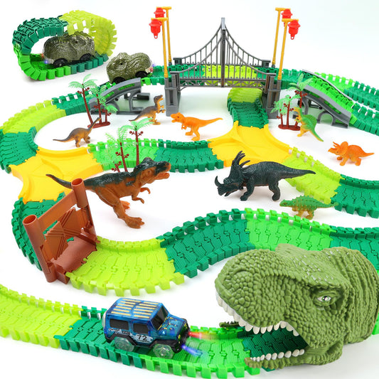 IQKidz Dinosaur World Race Track assembly area for flexible, imaginative play.