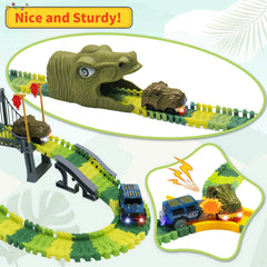IQKidz Dinosaur World Race Track dino-car powers dynamic racing adventures.