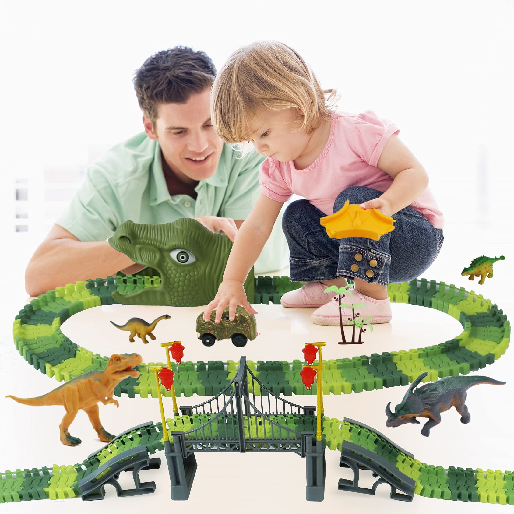 IQKidz Dinosaur World Race Track dino-toys inspire storytelling and pretend play.