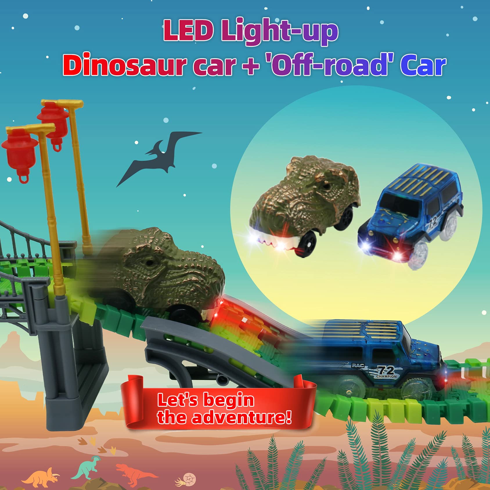 IQKidz Dinosaur World Race Track y-type junctions offer versatile routes.