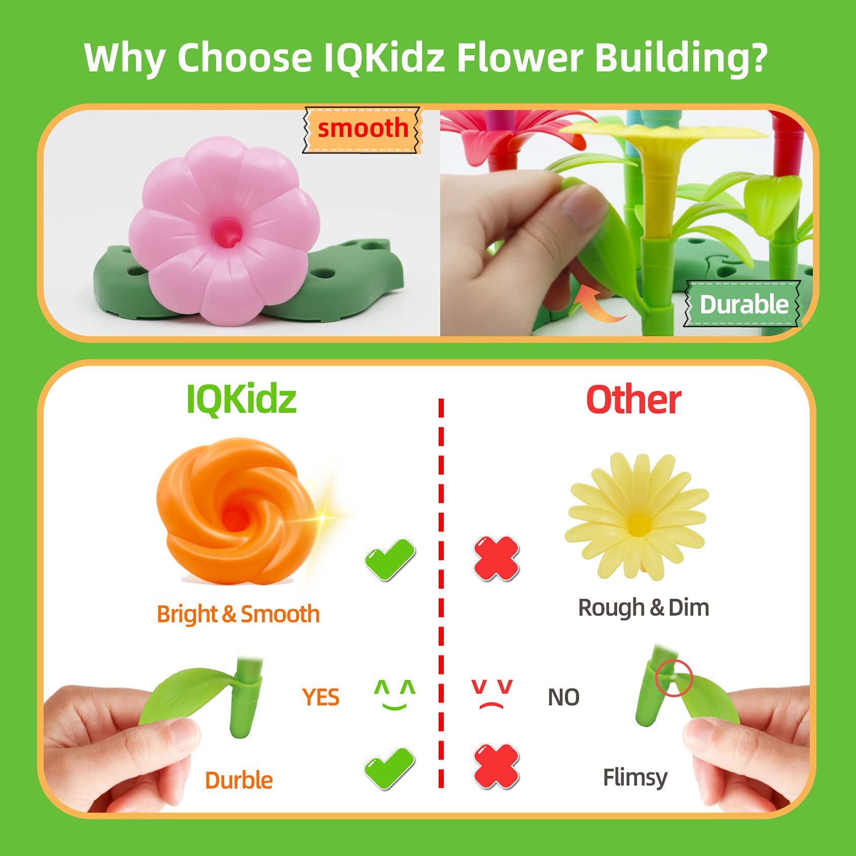 IQKidz Flower garden set supports early learning about flowers through pretend play.