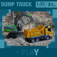 IQKidz RC dump truck six wheels handle indoor and outdoor surfaces with stability.