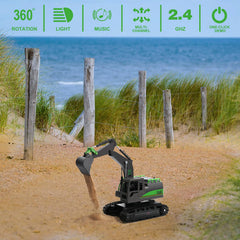 IQKidz excavator arm action demonstrates realistic digging motion for kids