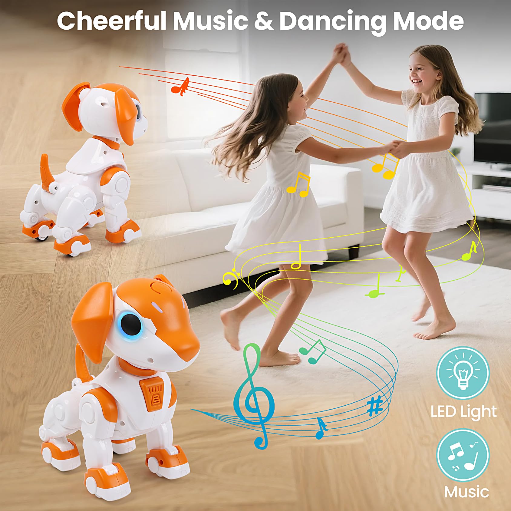 IQKidz robot dog light eyes glowing for engaging play and attention