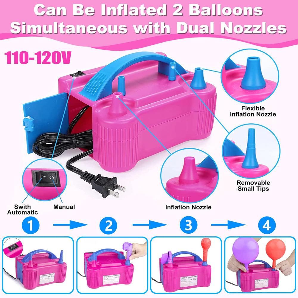 iRabey electric pump inflates balloons rapidly for efficient decoration.