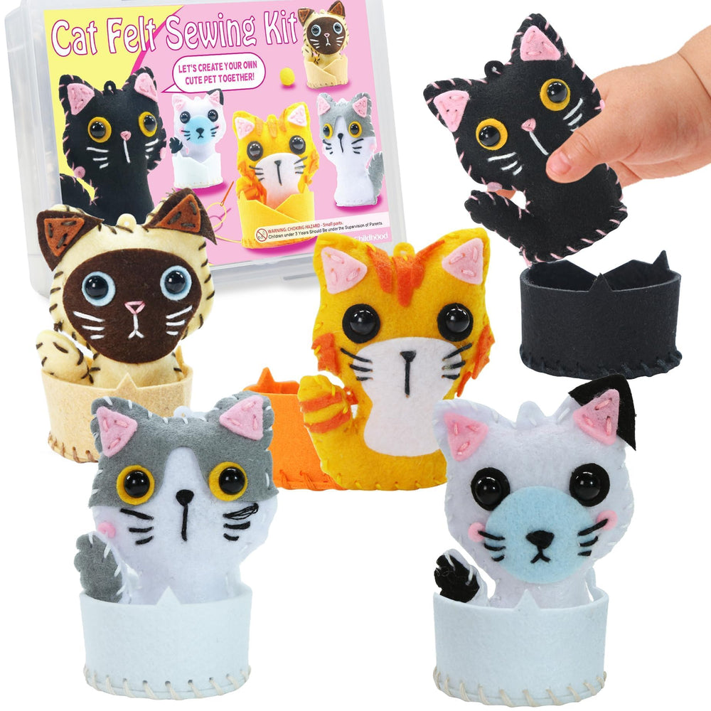 IROLEHOME cat sewing kit with five cats for independent crafting and decor