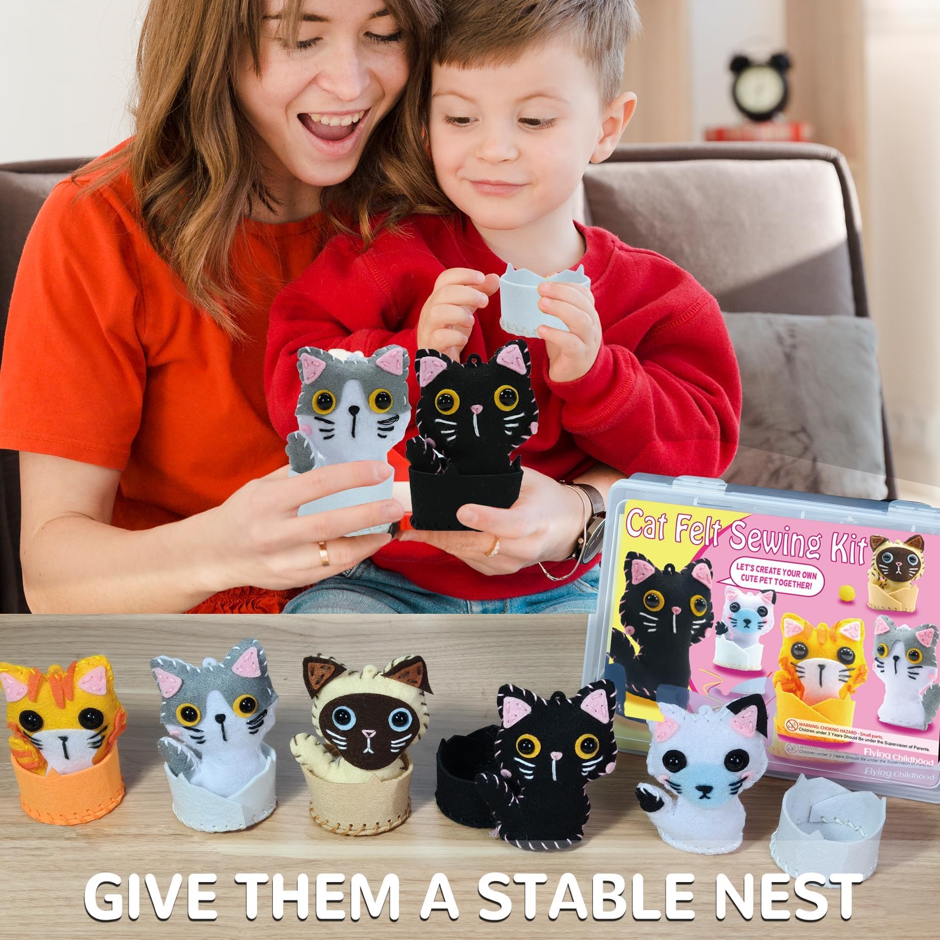 IROLEHOME crafts in action as kids sew and decorate kittens