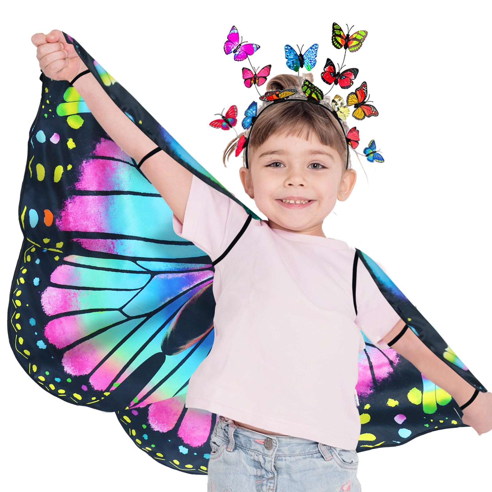 iROLEWIN butterfly wings in dress-up pose, ideal for imaginative kid play