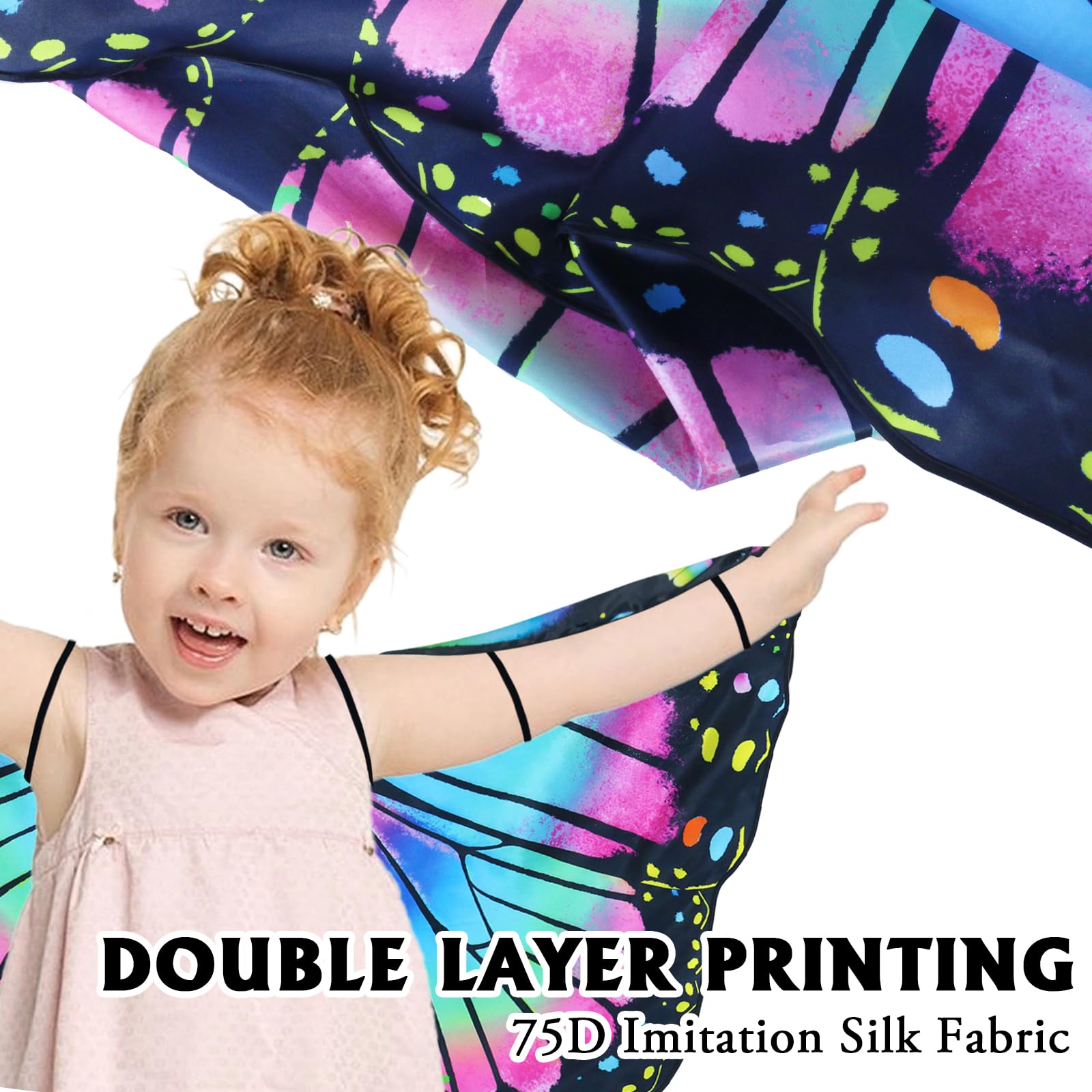 iROLEWIN butterfly wings securely attached to shoulders for slip-free wear