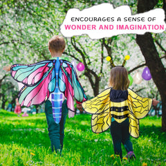 irolewin wings worn by child, easy slip-on with elastic loops for quick dress-up.