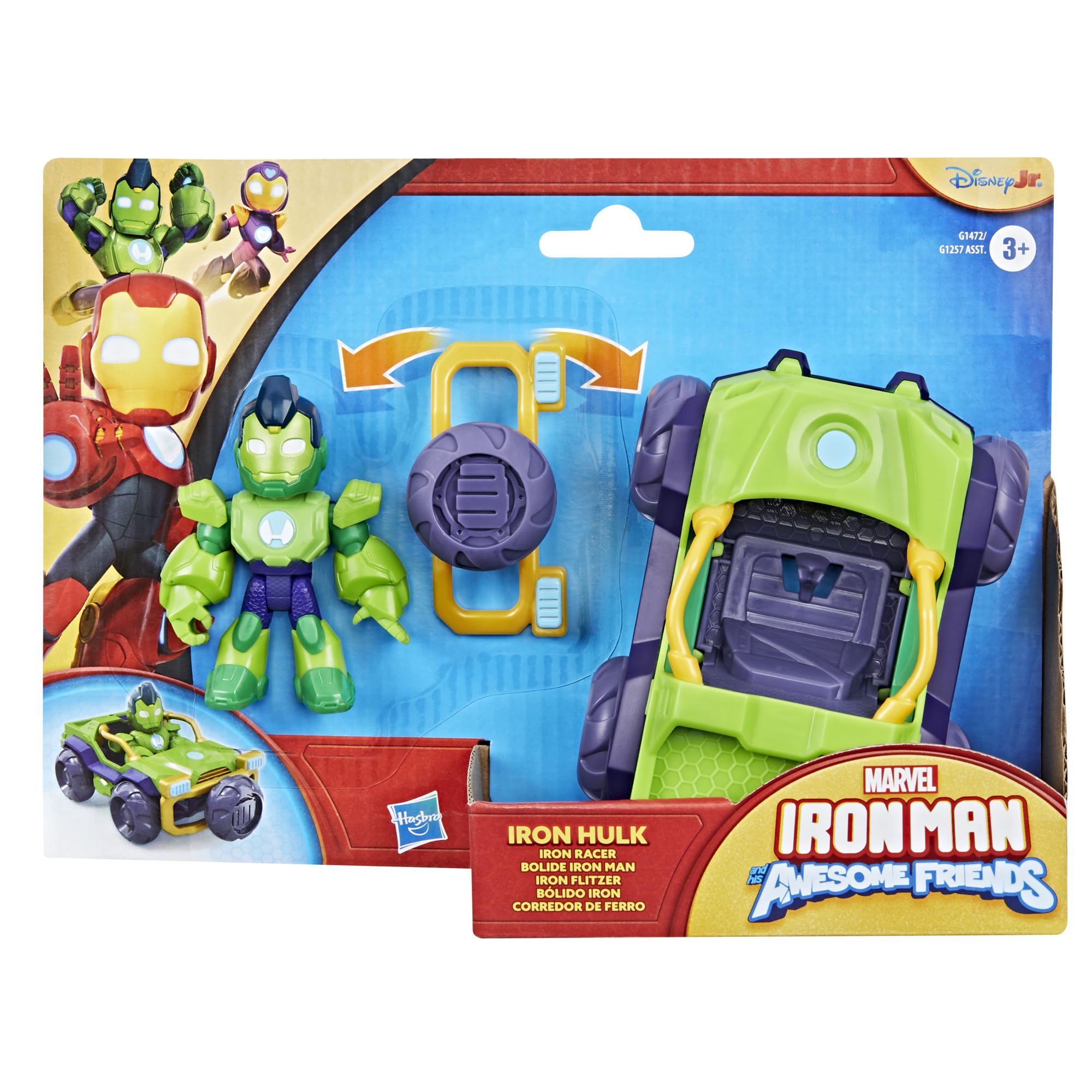 IRON MAN AND HIS AWESOME FRIENDS iron-racer-car: fast vehicle for heroic speed battles.