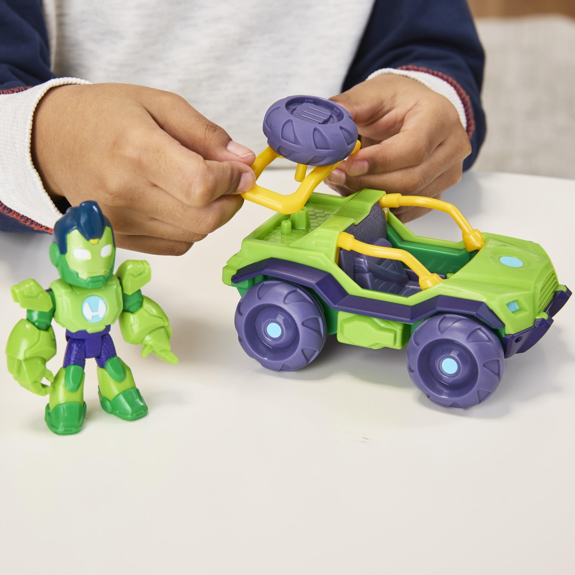 IRON MAN AND HIS AWESOME FRIENDS poseable-hulk-figure: five-point articulation for dynamic poses.
