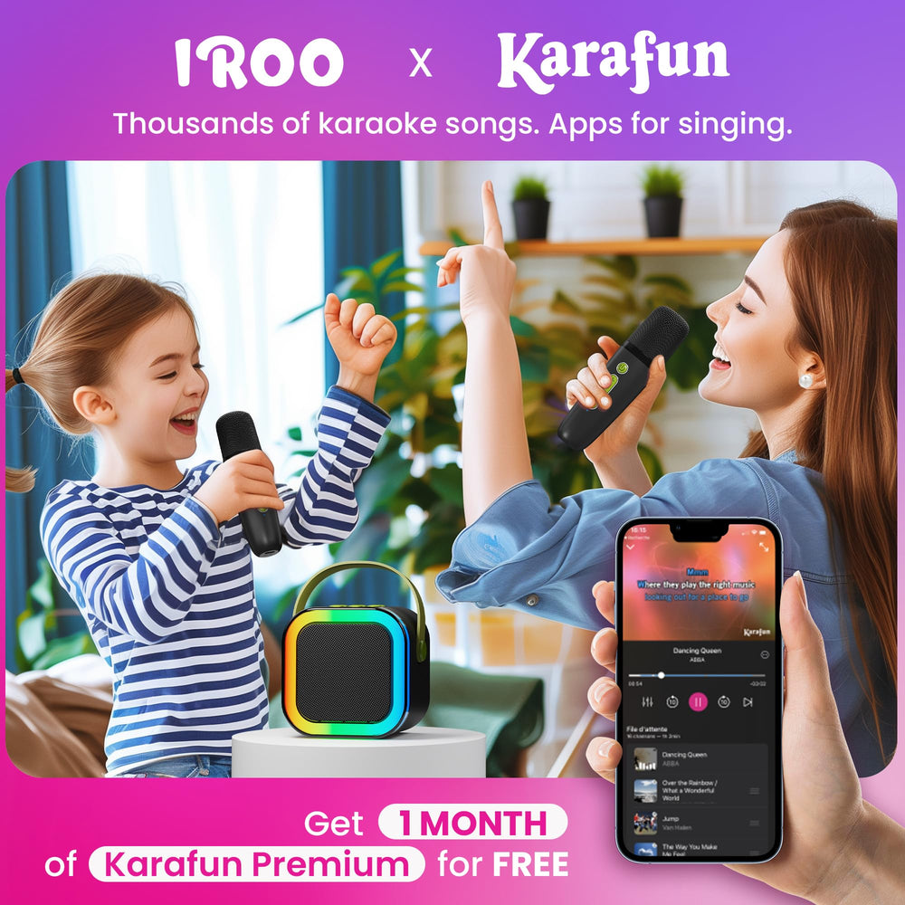 IROO Karafun Premium access unlocks thousands of songs for endless singing.