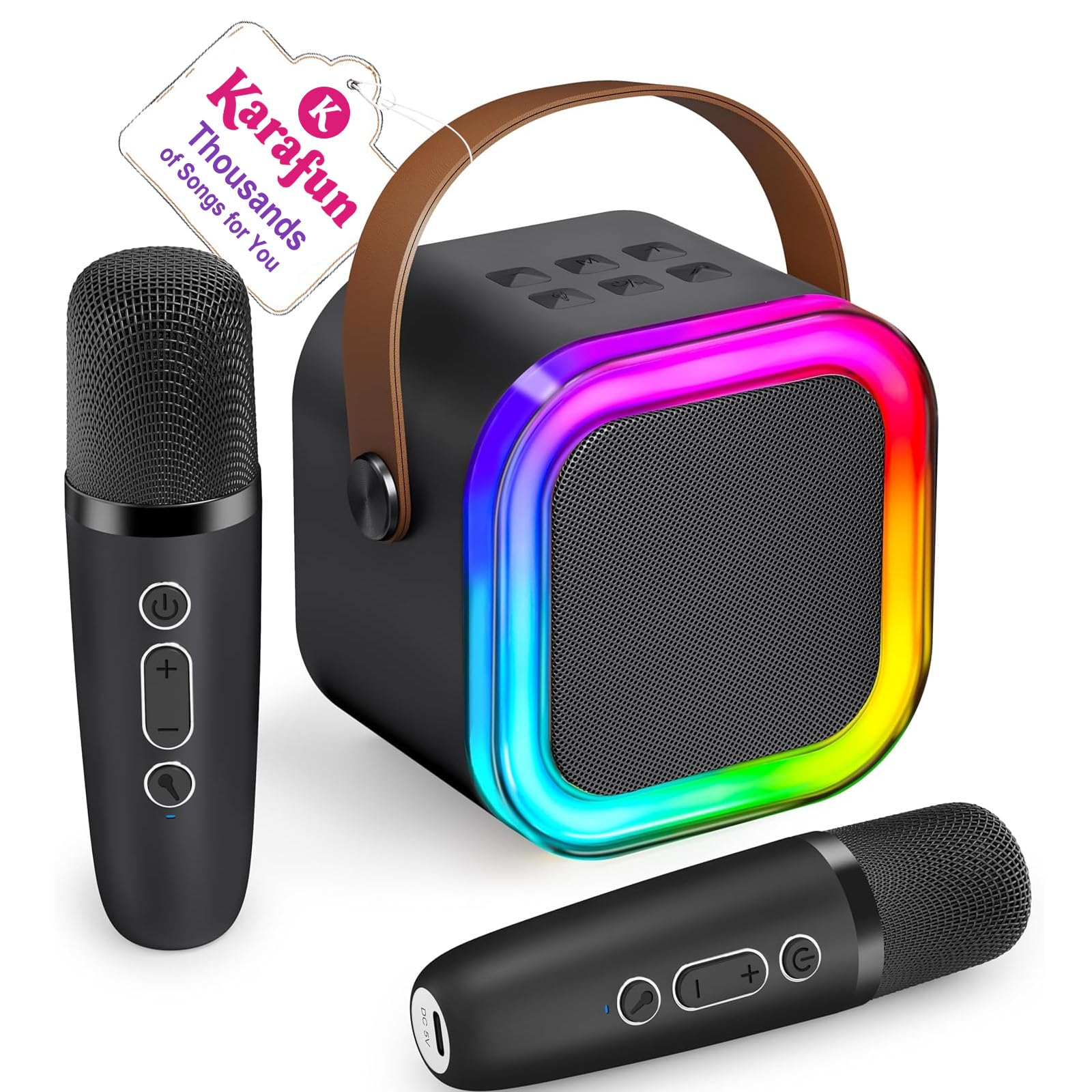 IROO Karaoke Machine with disco lights for lively family sing-alongs.