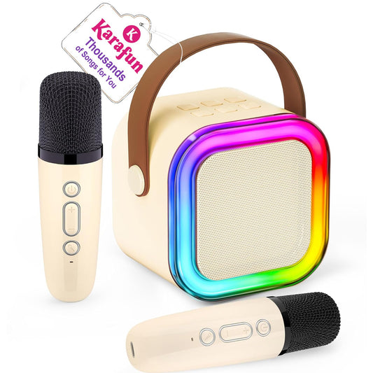 IROO karaoke machine front view showing compact kid-friendly design for home use
