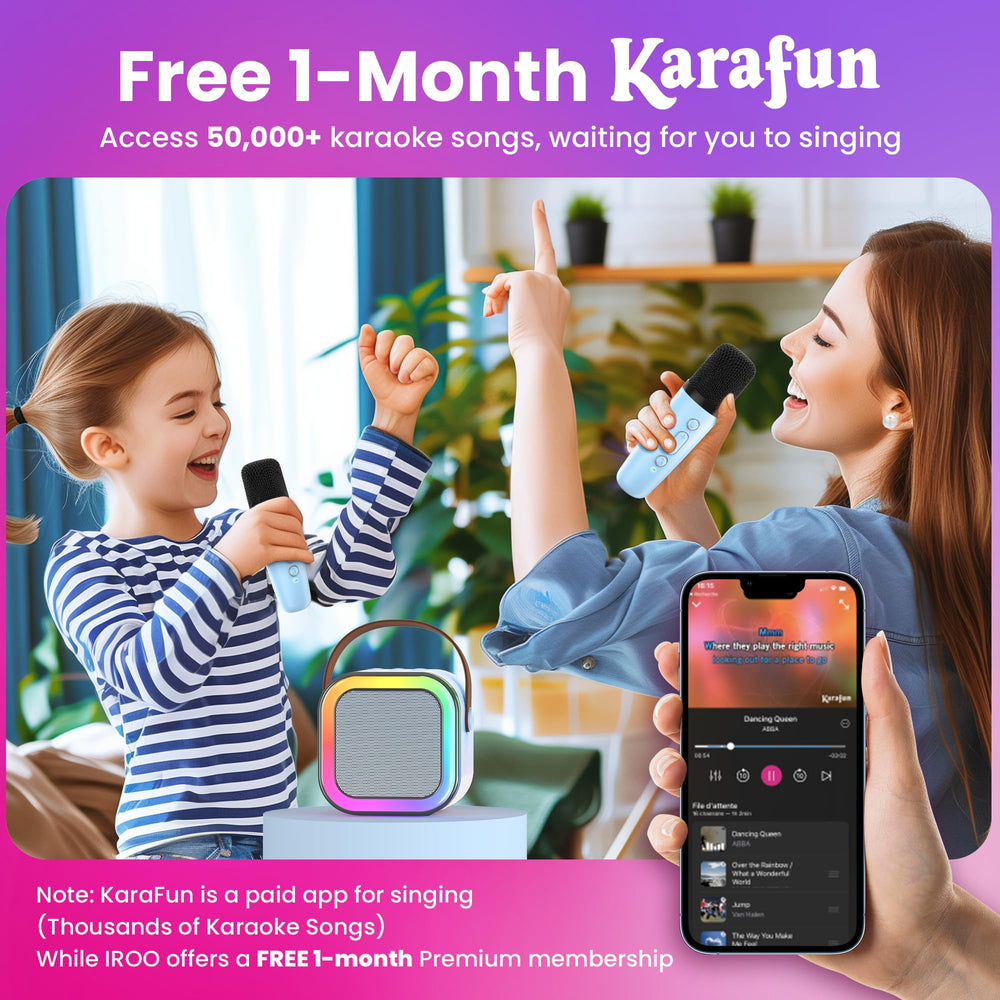 IROO Karaoke Machine as a portable speaker for family activities.