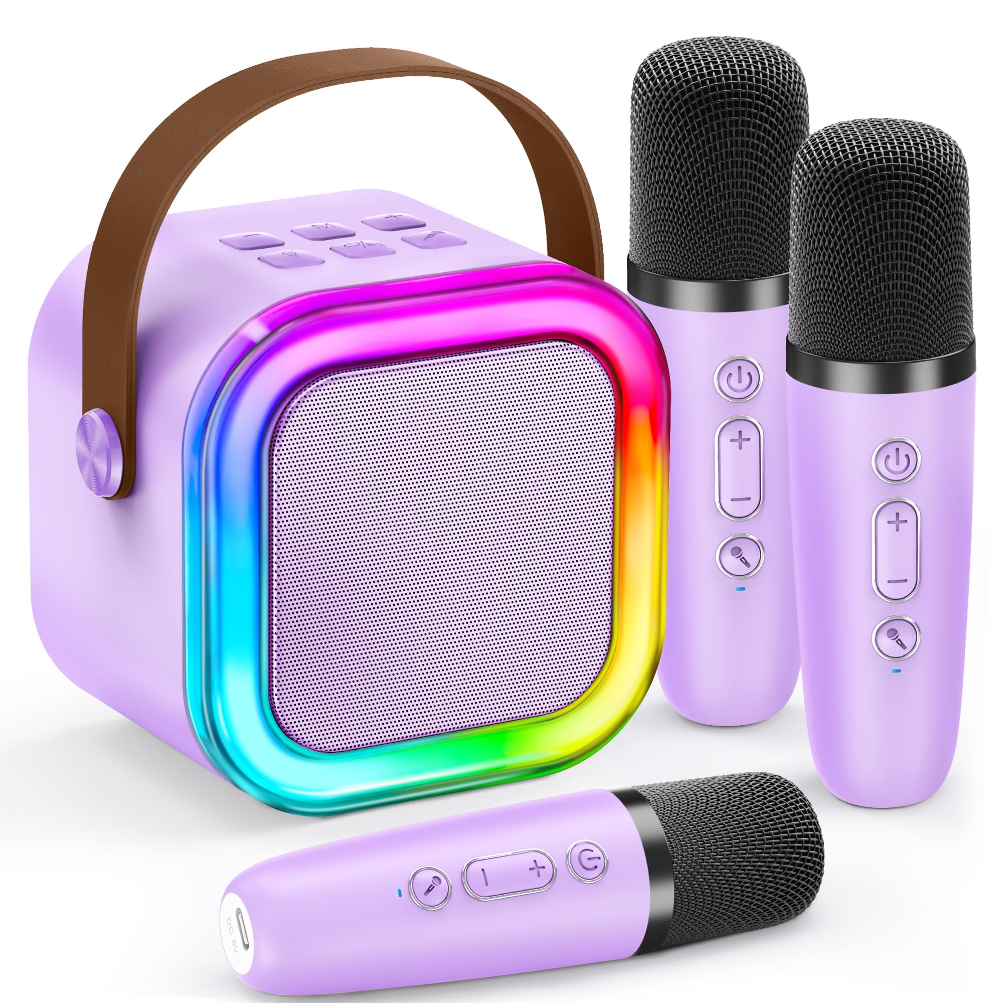 IROO karaoke machine with two wireless mics for shared family singing