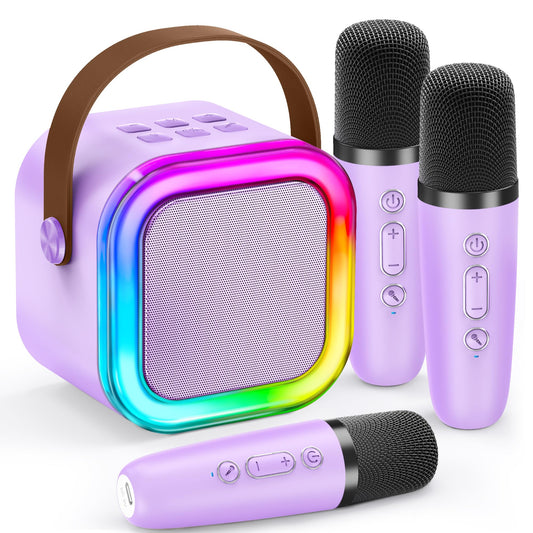 IROO karaoke machine with two wireless mics for shared family singing