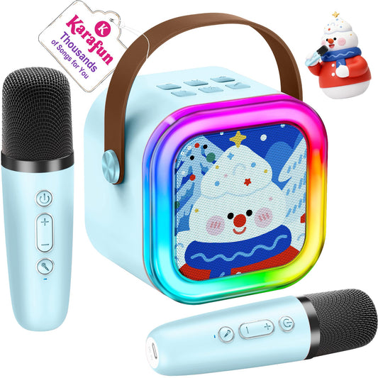 IROO mini karaoke machine with snowman light show for a magical family sing-along
