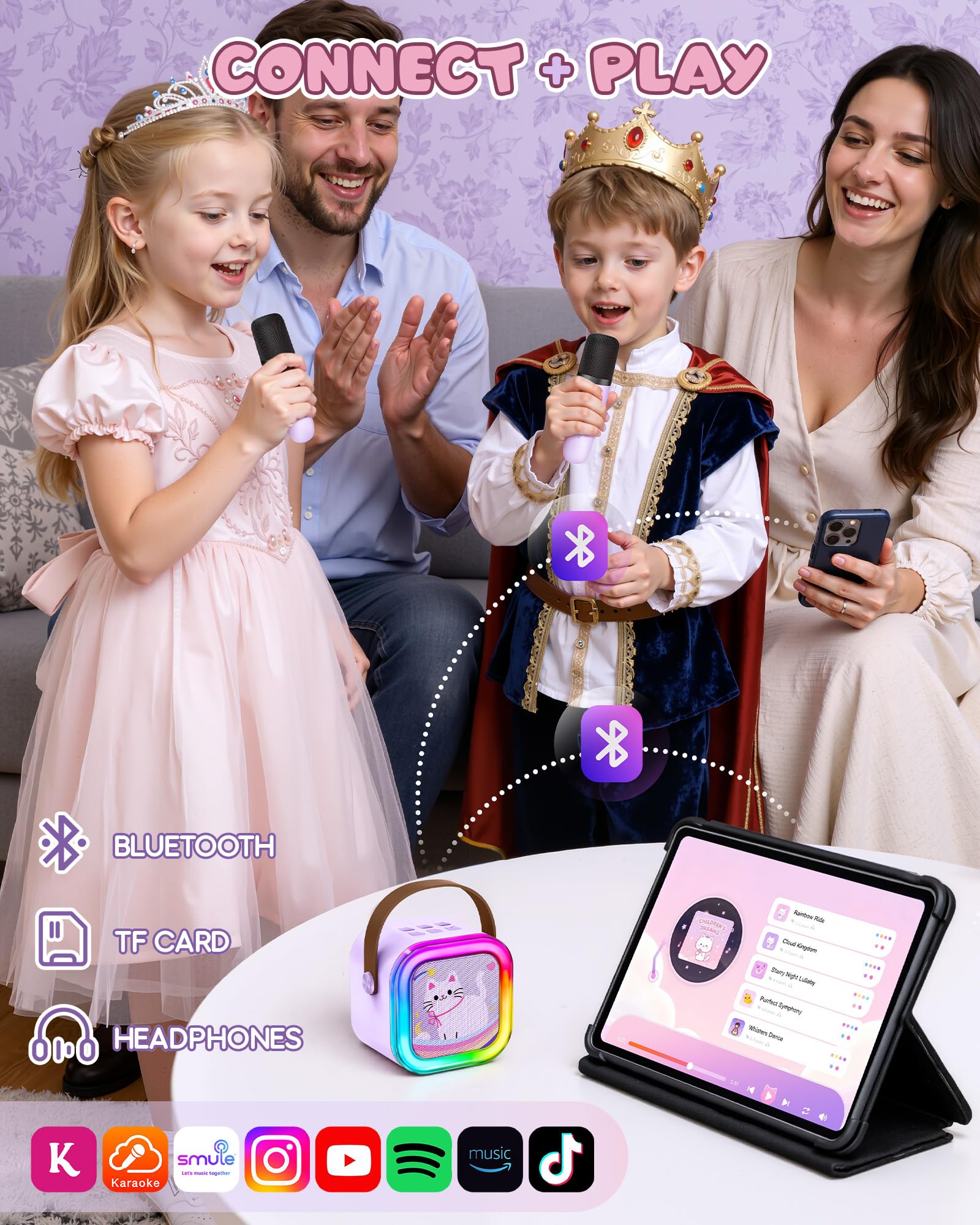 Portable speaker use during playtime, sleepovers, or trips.