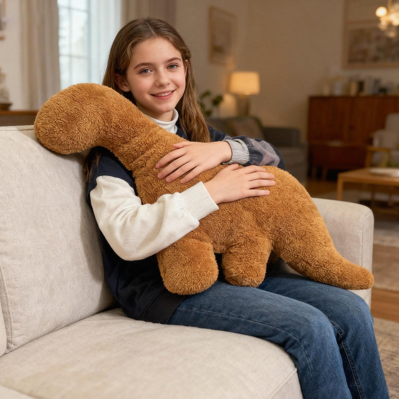Isaacalyx Brontosaurus style dino nugget pillow for cozy play