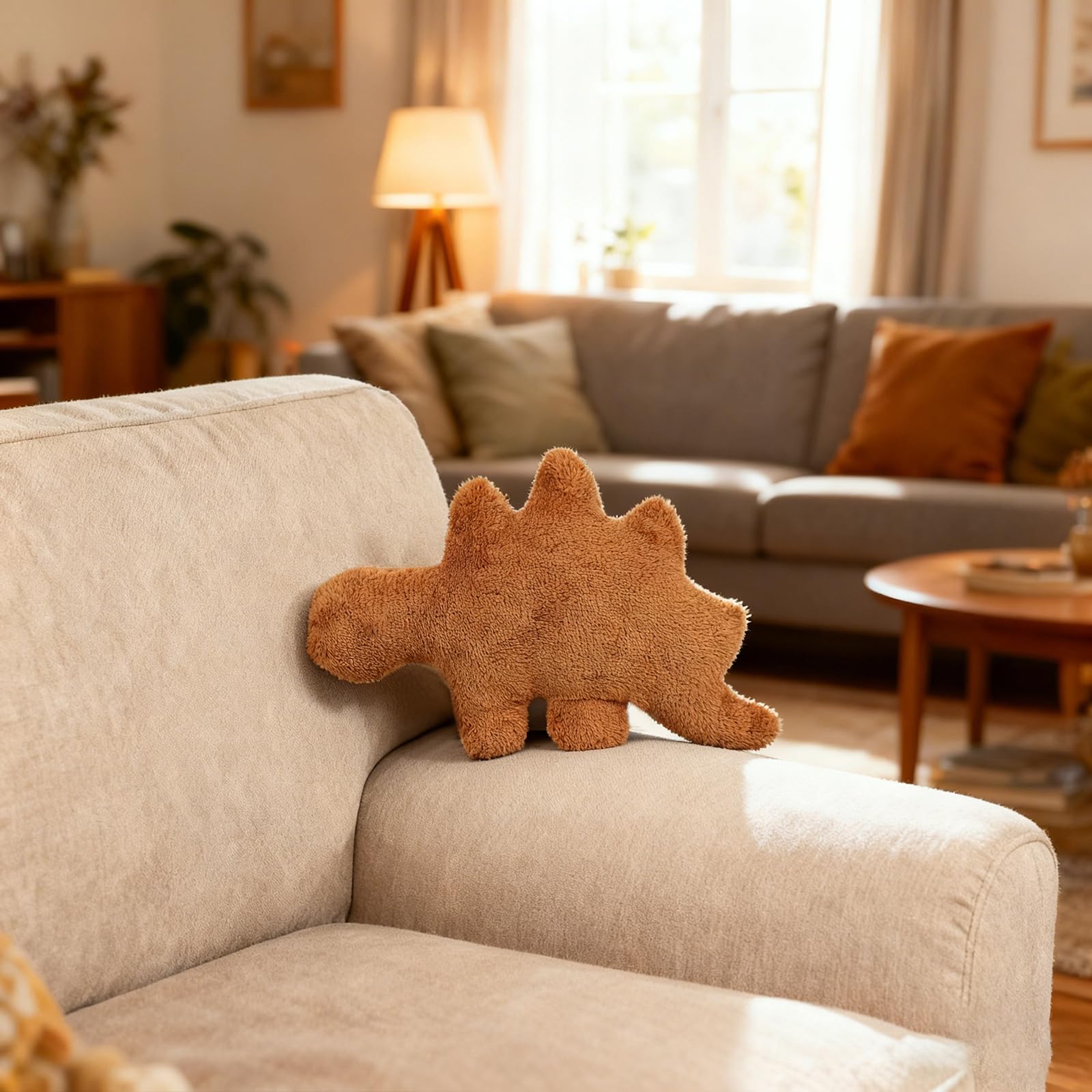 Isaacalyx Dino Nugget Pillow closeup shows soft plush texture