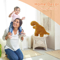 Isaacalyx Dino Nugget Pillow on sofa demonstrates versatile decor and comfort