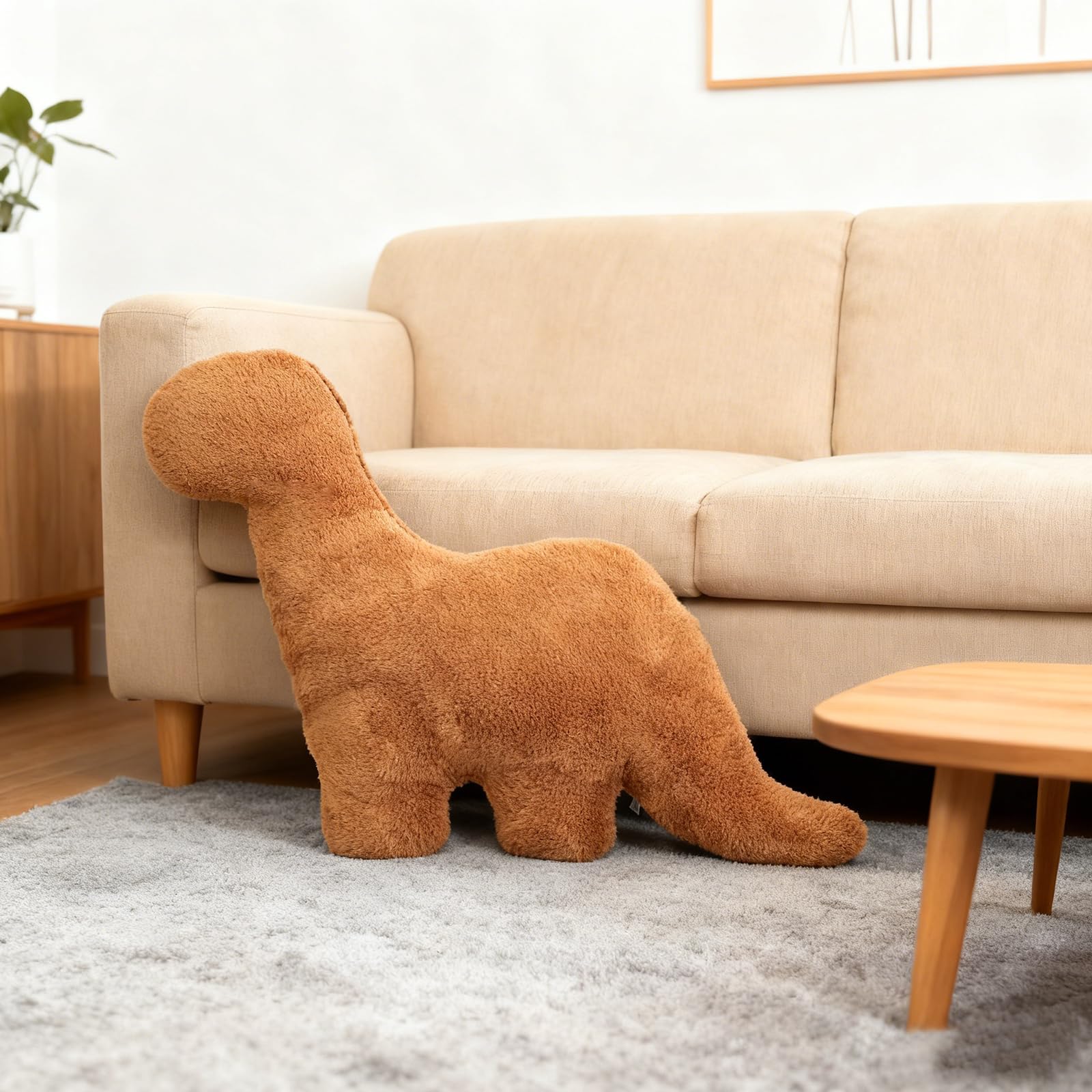 Isaacalyx Tyran Rex style dino nugget pillow, playful bedroom centerpiece