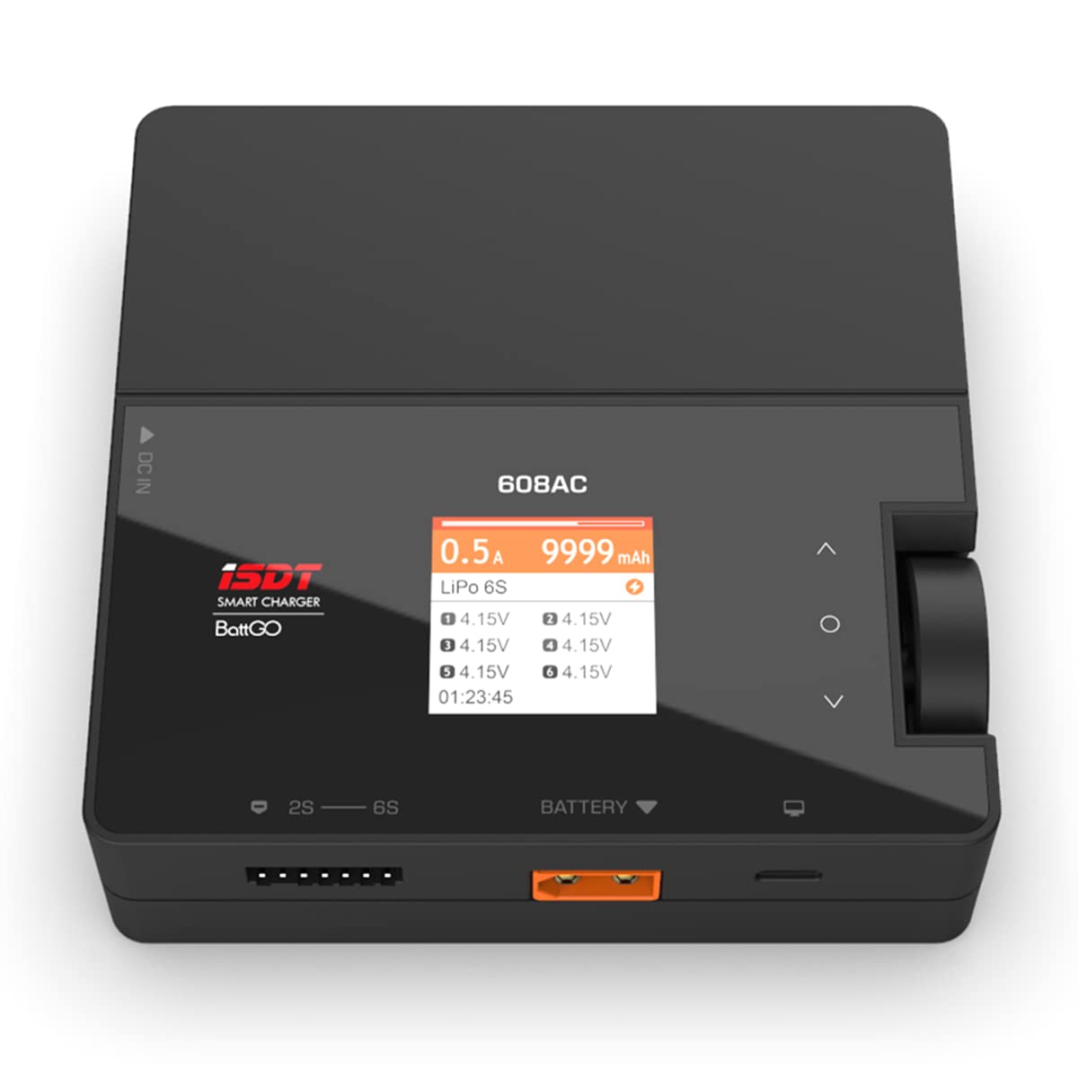 ISDT 608AC charger with color display shows per-cell voltages for precise balance.