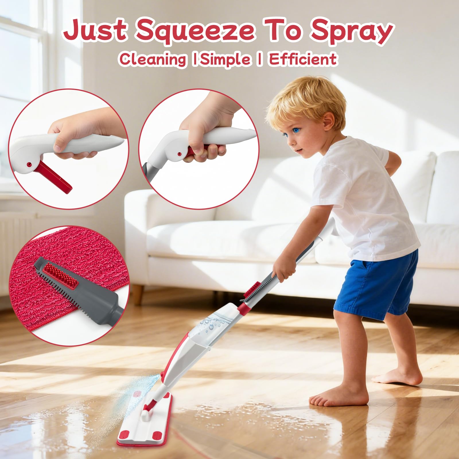 Iselyn Kids Spray Mop spray function lets children spray safely