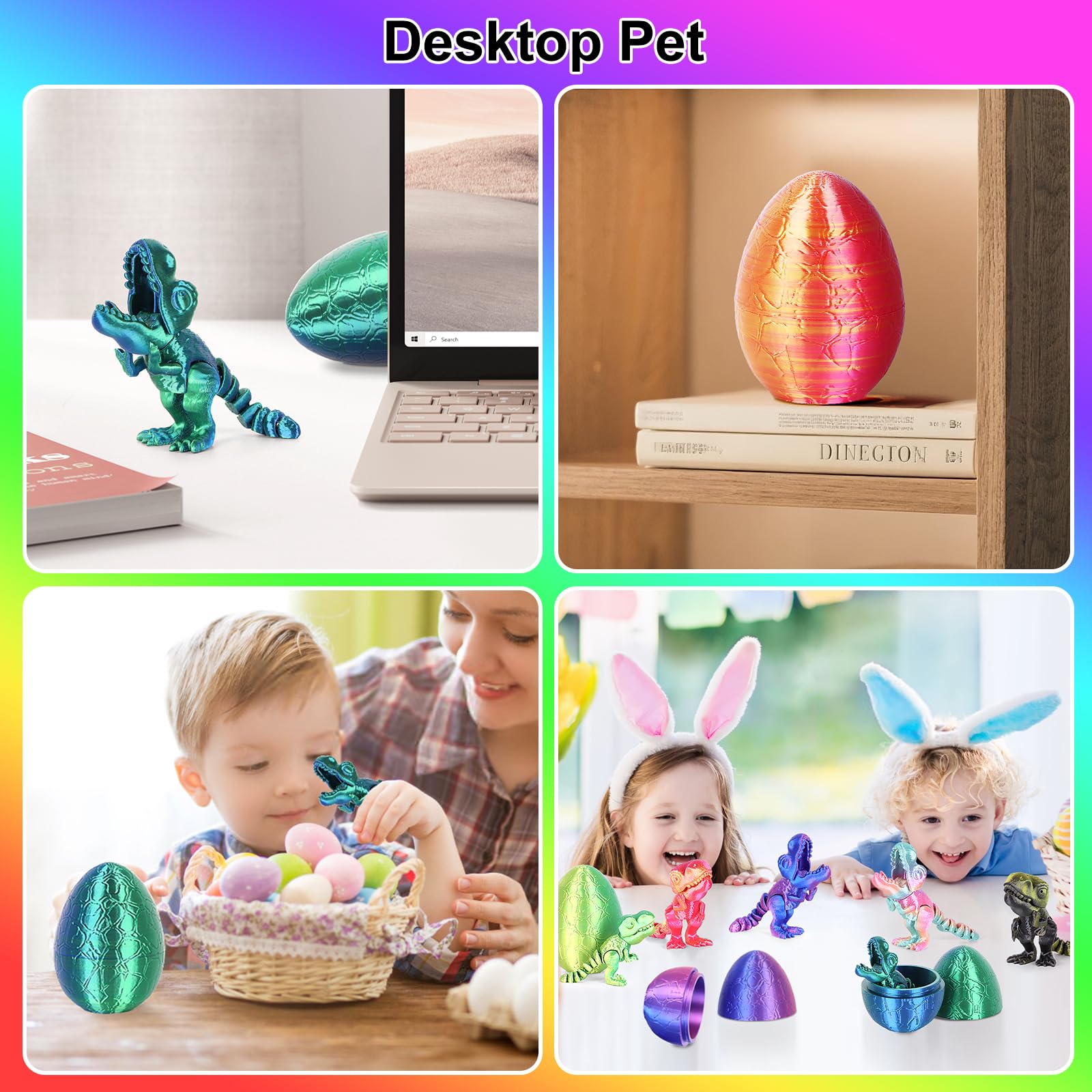 ISFOFO colorful mini dinosaur eggs collection enriches display shelf with vibrant color accents.