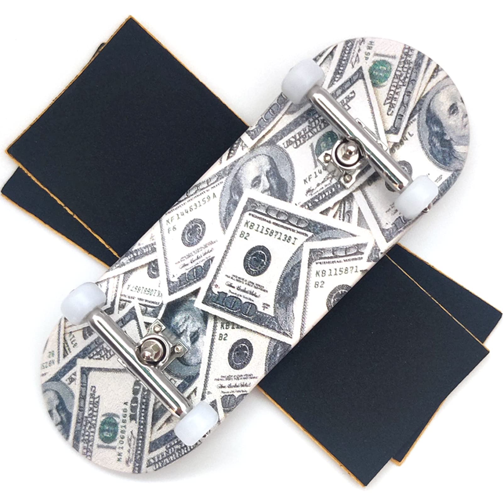 Ishrunkthis 100-dollar-bill pro fingerboard deck demonstrates premium maple and authentic graphics for display and practice.