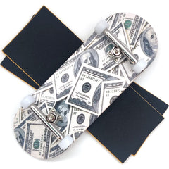Ishrunkthis 100-dollar-bill pro fingerboard deck demonstrates premium maple and authentic graphics for display and practice.